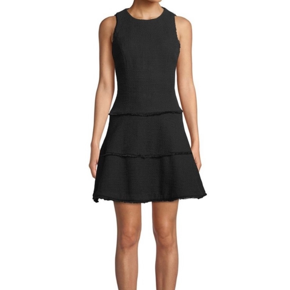 Likely Midi Frayed Tweed Dress Fit and Flare